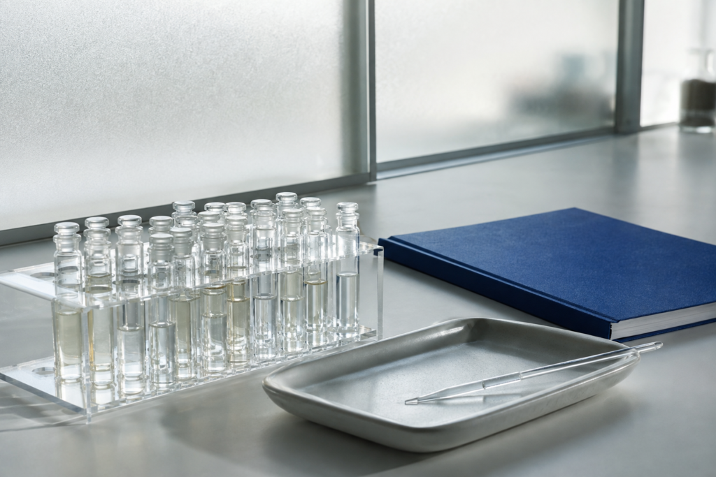 Illustrazione editoriale generata di un laboratorio generico; non rappresenta il laboratorio o una formula del marchio.